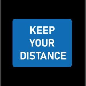 SafeSpace Social distancing signage floor mats with Blue Keep Your Distance Footprint
